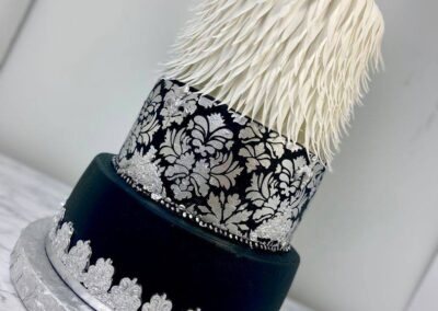 elegant wedding cake with lots of details