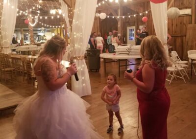 Bride holding microphone