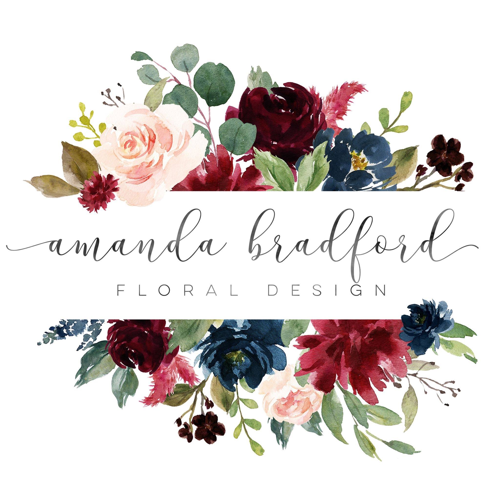 Amanda Bradford Floral Design Logo contains text and painted images of flowers