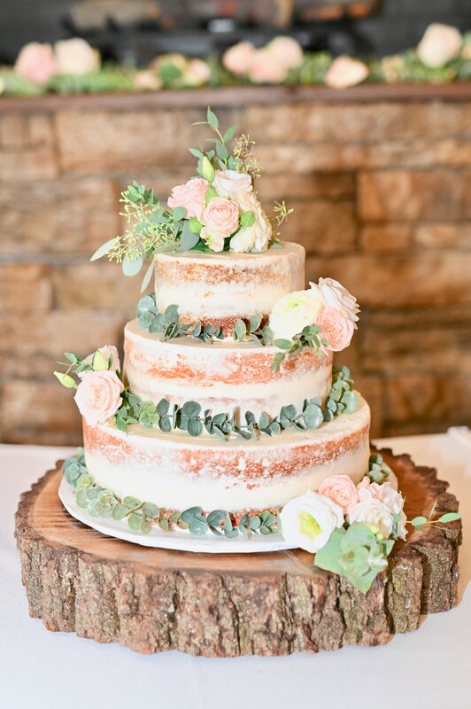 Flowers on naked cake image taken at Tinker House