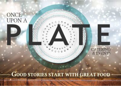 Logo Contains Text Once upon a plate photo is picture of a plate standing up in grass