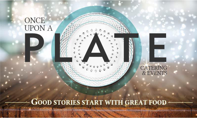 Logo Contains Text: Once upon a plate photo is picture of a plate standing up in grass