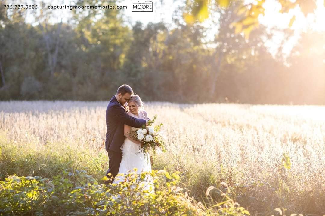 Bride and groom in field Hidden Brooke acres Shelbyville Indiana Wedding Photographer